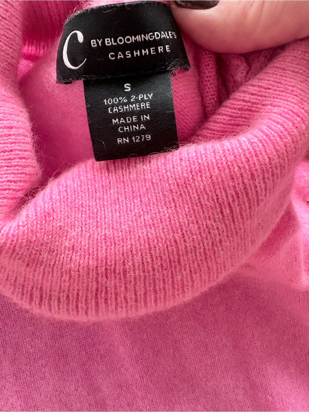 Bloomingdale's Pink Cashmere Cowl Neck Sweater